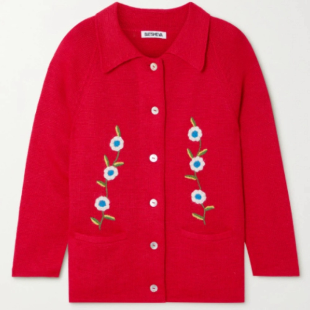 Batsheva Embroidered cardigan Medium EUC